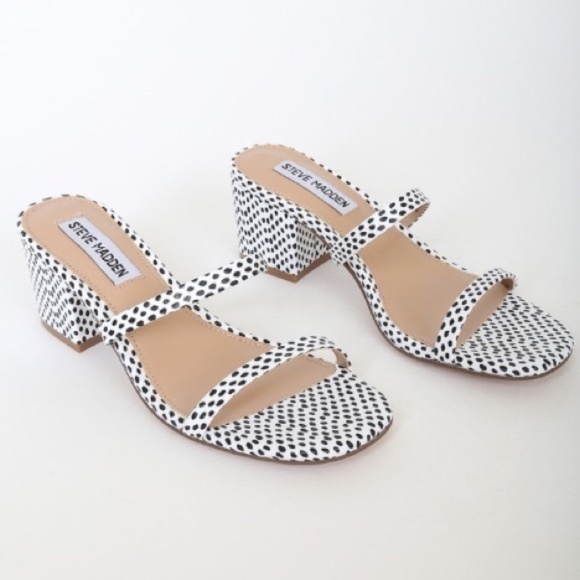 Steve Madden Issy Polka Dot Strappy Sandal Heel - Picture 1 of 3